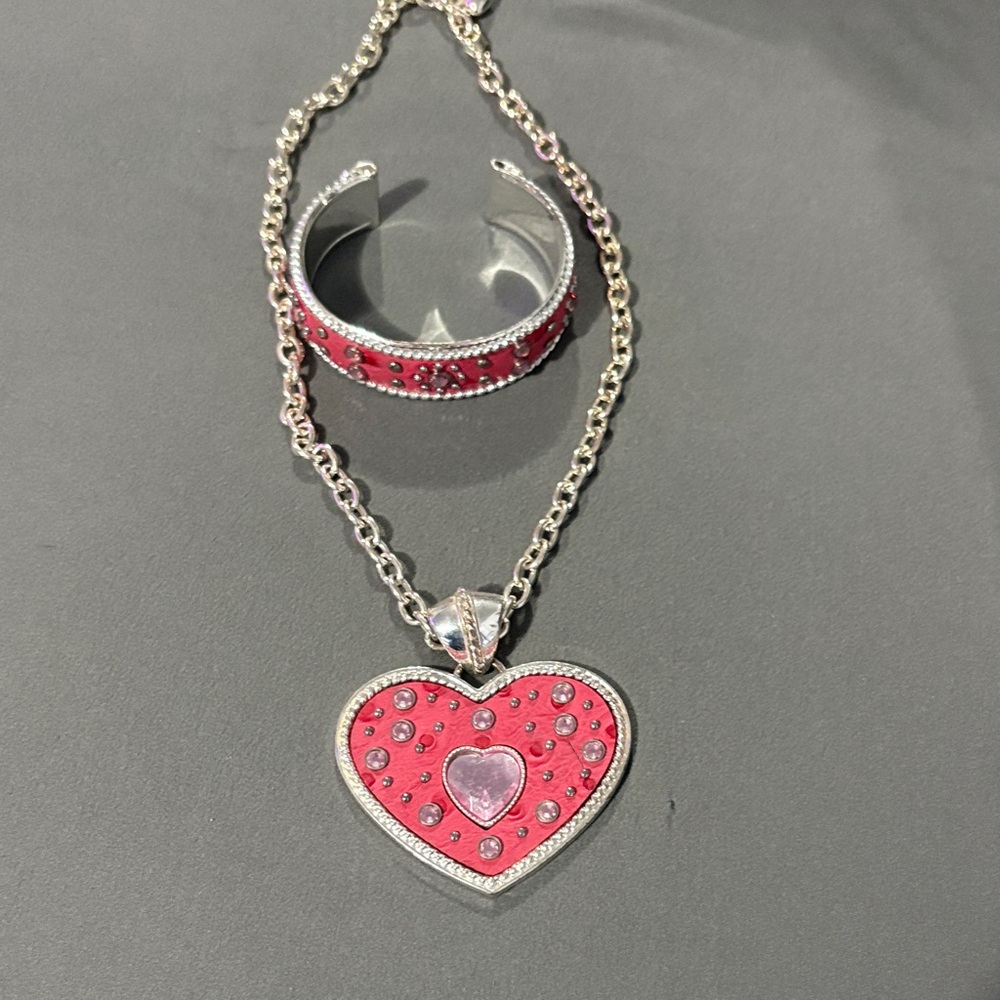 Heart Pendant Necklace and Bracelet Set